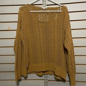 Maurice’s Mustard Color‎ Holey Sweater Large Loose Knit